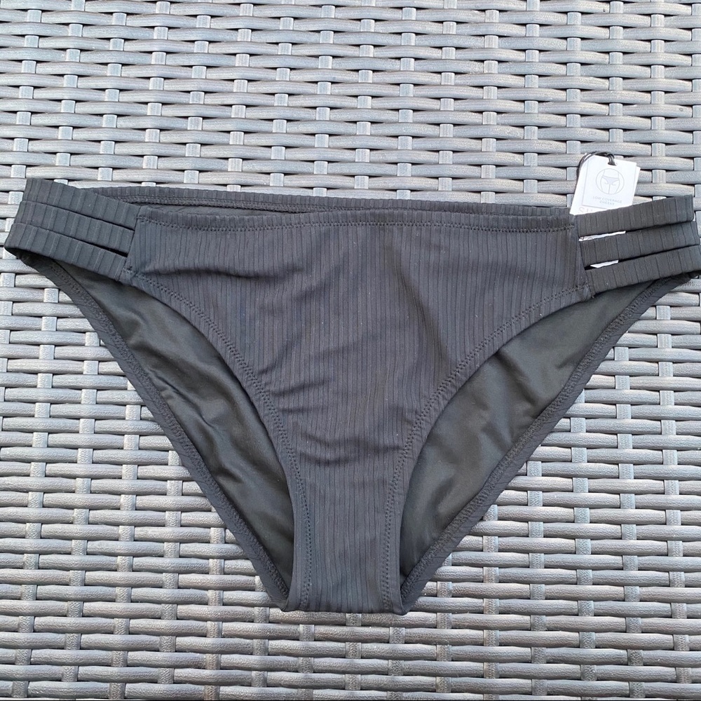 Shade & Shore Black Ribbed Bottom Swimwear sz XL